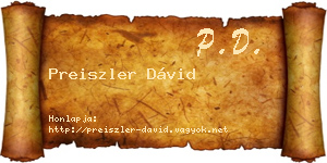 Preiszler Dávid névjegykártya